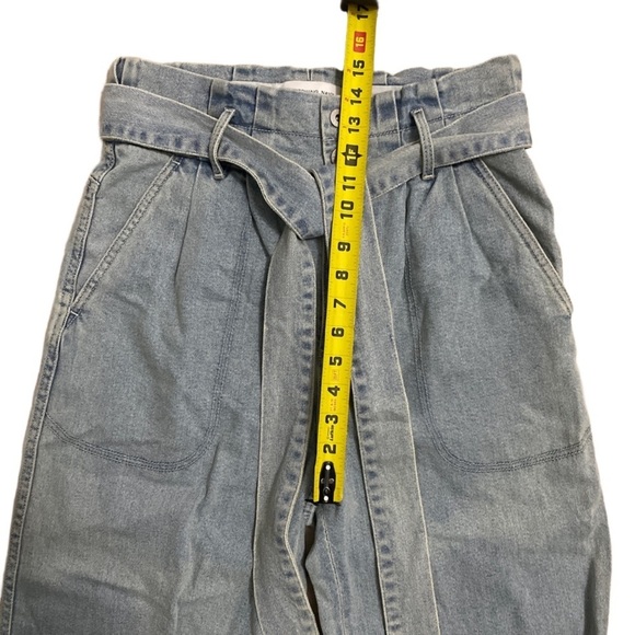 Something Navy Denim Vintage 80s crop top paper bag pant set - Picture 8 of 12